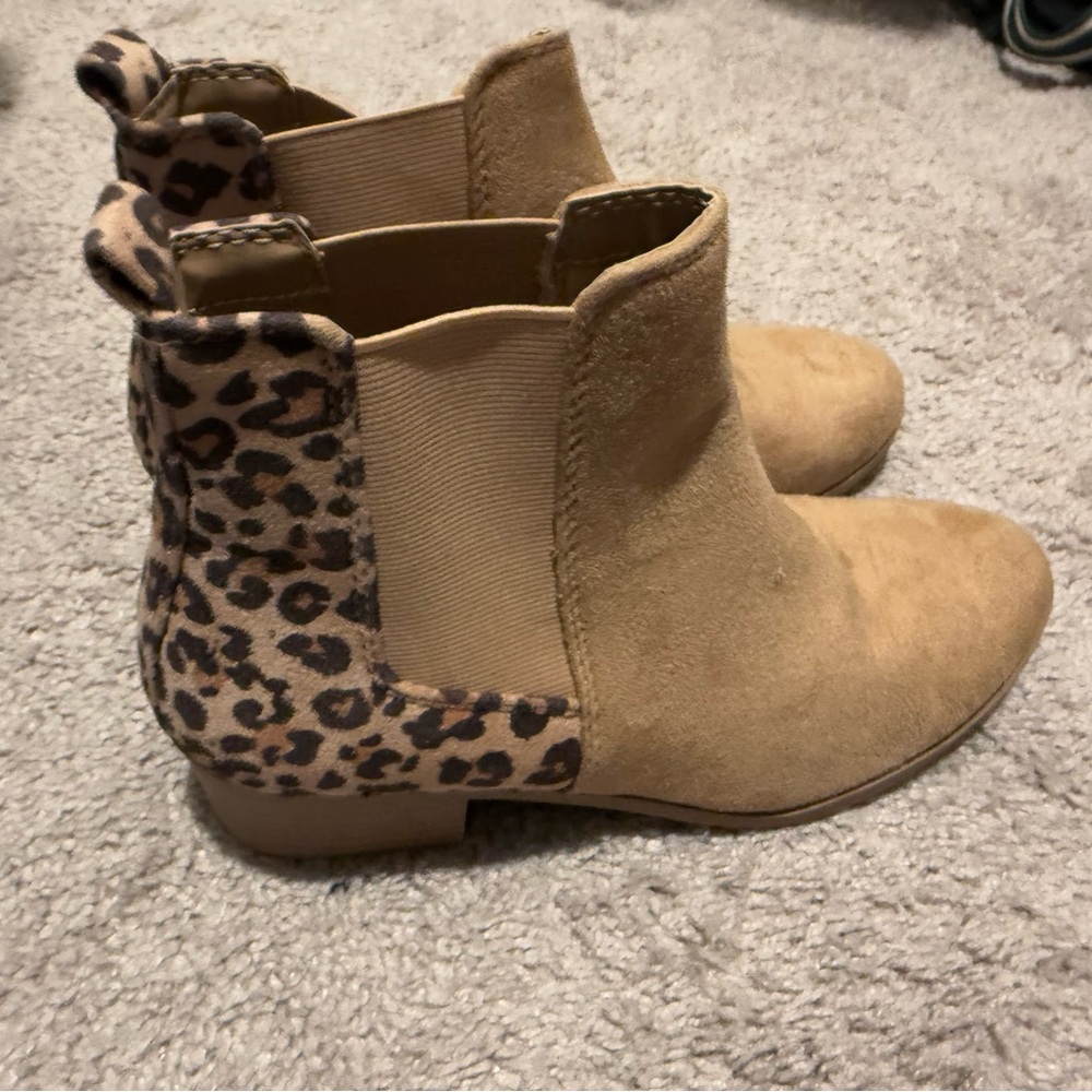 Leopard Print Tan Ankle Boots